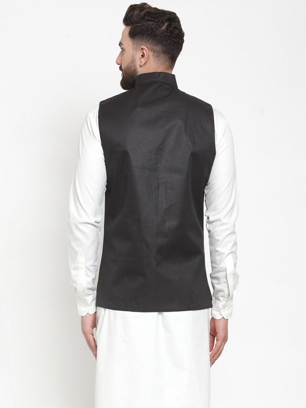 Jompers Men Black Solid Nehru Jacket For Discount