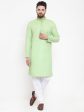 Jompers Men Green & White Embroidered Kurta with Churidar For Cheap