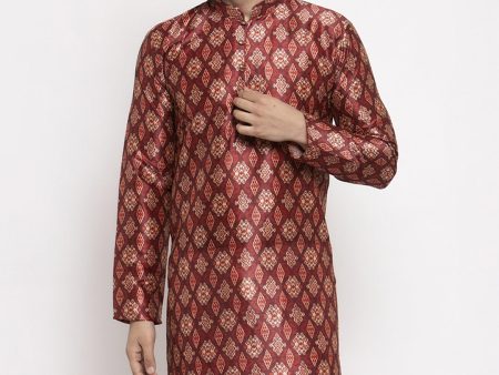 Jompers Men Maroon Printed Kurta Only Online now