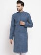 Jompers Men s Blue Self Design Kurta Only For Discount