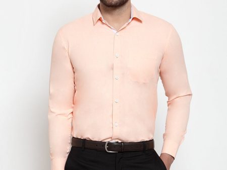 Jainish Orange Formal Shirt with white detailing ( SF 419Orange ) For Cheap