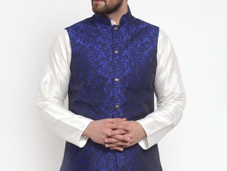 Jompers Men Blue-Coloured & Black Woven Design Nehru Jacket Supply