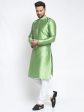 Jompers Men Green & White Woven Design Kurta with Pyjamas Online now