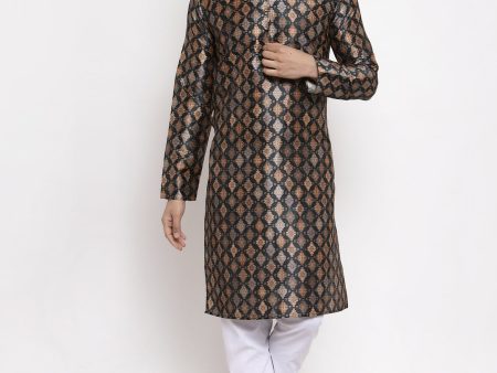 Jompers Men Black Printed Kurta with Pyjamas For Discount