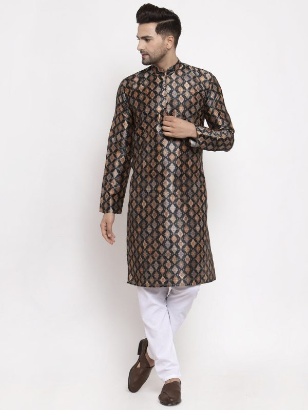 Jompers Men Black Printed Kurta with Pyjamas For Discount