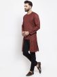 Jompers Men Maroon Solid high-low Kurta Online Hot Sale