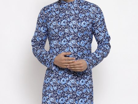 Jompers Men Blue Printed Kurta Only Fashion