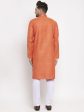 Jompers Men Orange Embroidered Kurta with Pyjamas For Cheap