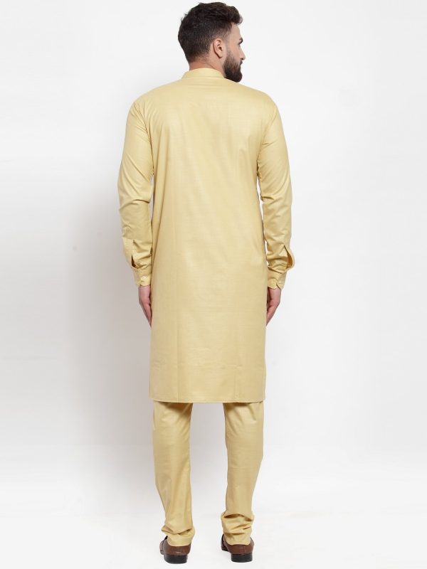 Jompers Men Beige Solid Kurta with Churidar on Sale