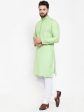 Jompers Men Green & White Embroidered Kurta with Churidar For Cheap