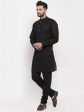 Jompers Men Black Chikan Kurta with Churidar For Cheap