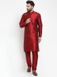 Jompers Men Maroon Solid Kurta with Churidar Cheap