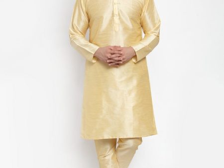 Jompers Men Golden Solid Kurta with Churidar Online Hot Sale