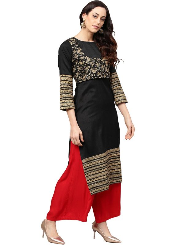 Ahalyaa Black Printed Beautiful Straight Kurta Online Hot Sale