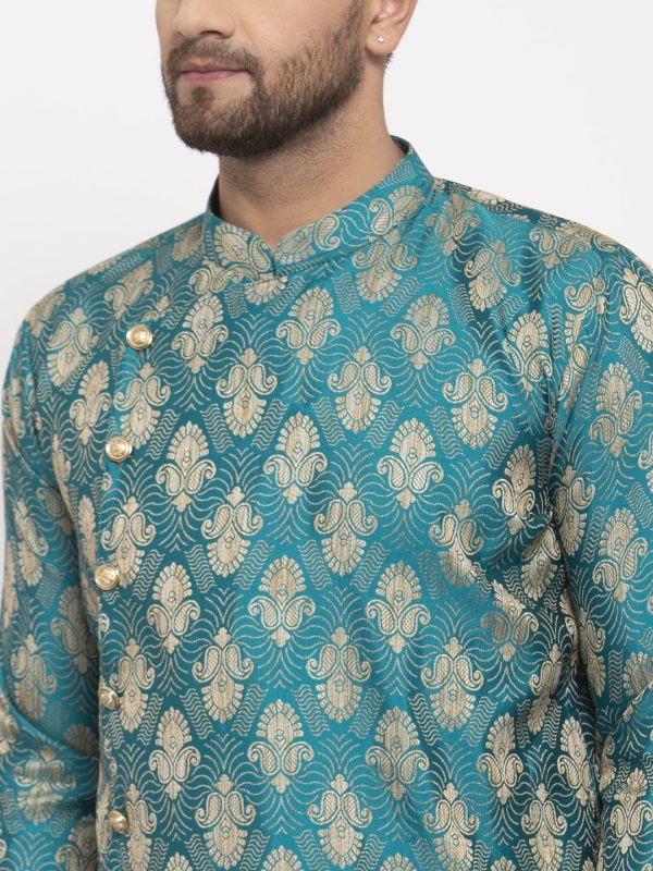 Jompers Men Green Jacquard Kurta Only Online