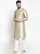 Jompers Men Beige & White Self Design Kurta with Churidar Hot on Sale