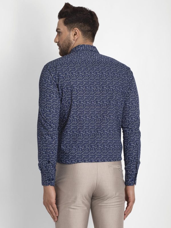 Jainish Navy Blue Printed Formal Shirt ( JSF 426Navy ) Sale