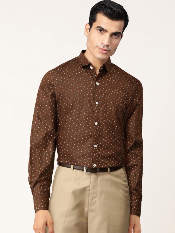 Jainish Brown Men s Cotton Printed Formal Shirts ( SF 716Coffee ) For Cheap