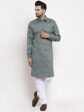 Jompers Men Green And White Woven Design Kurta with Pyjamas Cheap