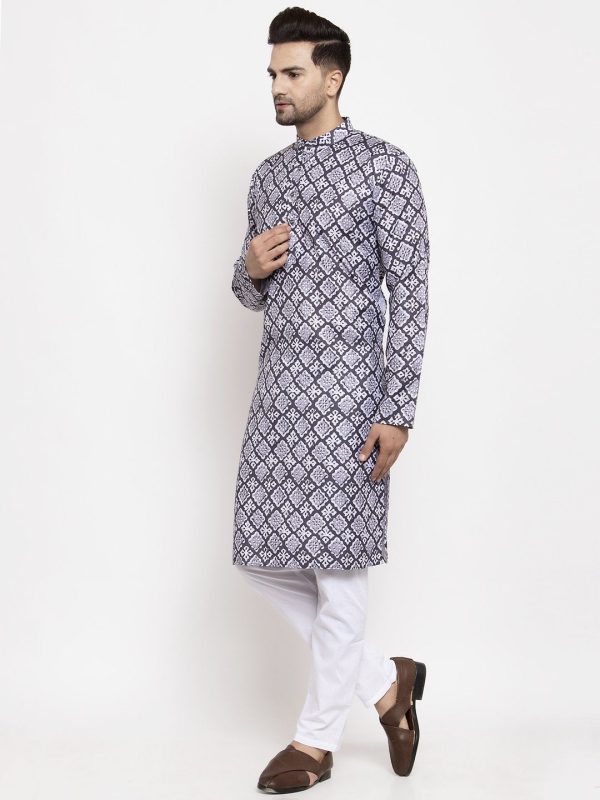 Jompers Men Blue & White Printed Kurta Only Supply