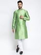 Jompers Men Green & White Woven Design Kurta with Pyjamas Online now