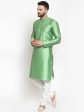 Jompers Men Green & White Self Design Kurta with Churidar For Cheap