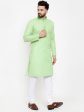 Jompers Men Green & White Embroidered Kurta with Churidar For Cheap