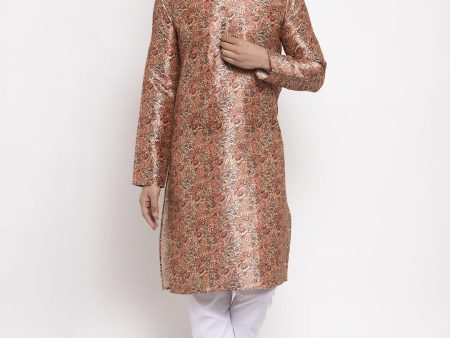 Jompers Men Golden Printed Kurta with Pyjamas Sale