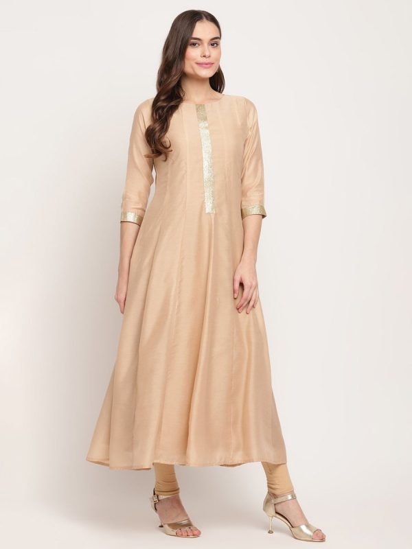 Ahalyaa Beige & Off-White Anarkali Kurta with Dupatta Cheap