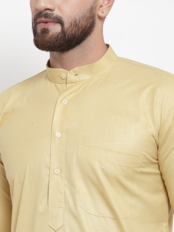 Jompers Men Beige Solid Kurta with Churidar on Sale