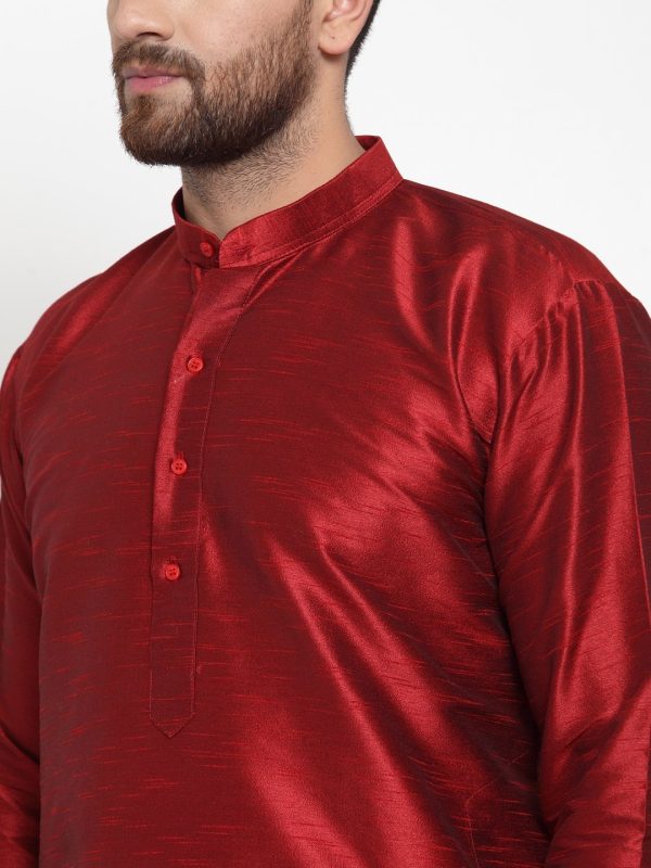 Jompers Men Maroon Solid Kurta with Churidar Cheap