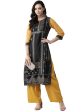 Ahalyaa Black & Grey Screen Print Straight Kurta For Sale