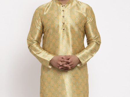 Jompers Men Green & Gold-Toned Printed Kurta onlly Online now