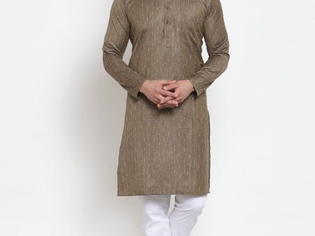 Jompers Men Bronze & White Self Design Kurta with Churidar Supply