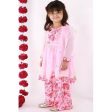 Little Bansi Girls Pink Floral print Kurta Frock with Floral Plazzo and Dupatta Discount