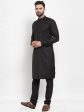 Jompers Men Black Solid Mandarin Collar Kurta with Churidar on Sale