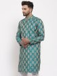 Jompers Men Green Jacquard Kurta Only Online