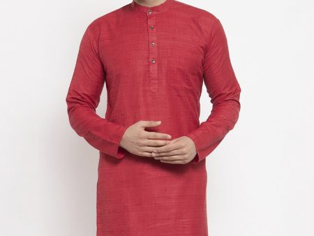 Jompers Men Maroon Self Design Kurta Only For Sale