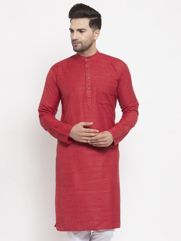 Jompers Men Maroon Self Design Kurta Only For Sale