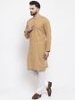 Jompers Men Beige & White Solid Pin-tucks Kurta with Churidar Online now