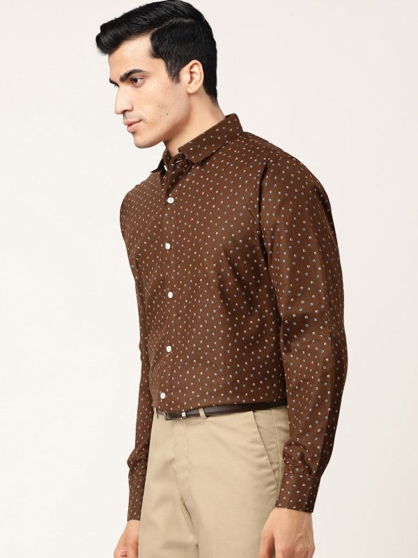 Jainish Brown Men s Cotton Printed Formal Shirts ( SF 716Coffee ) For Cheap