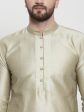 Jompers Men Beige & White Self Design Kurta with Churidar Hot on Sale