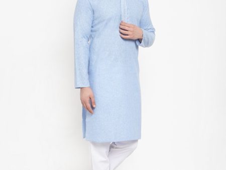 Jompers Men Blue & White Embroidered Kurta with Chudidar Discount