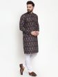 Jompers Men Black & Beige Digital Printed Kurta with Churidar Online