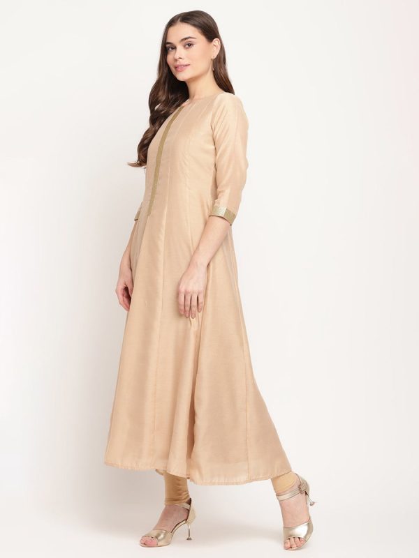 Ahalyaa Beige & Off-White Anarkali Kurta with Dupatta Cheap