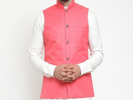 Jompers Men Peach Solid Nehru Jacket Fashion