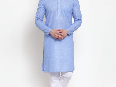 Jompers Men Blue Self-design Kurta with Churidar Discount