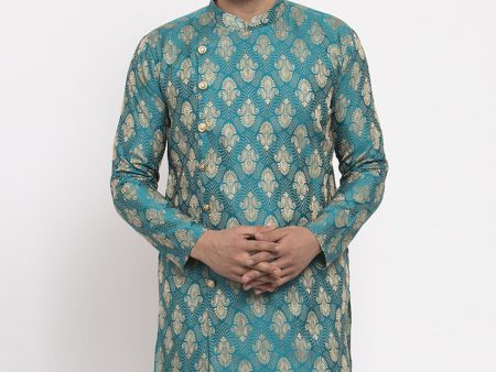 Jompers Men Green Jacquard Kurta Only Online