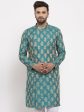 Jompers Men Green Jacquard Kurta Only Online