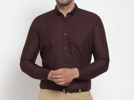 Jainish Brown Men s Cotton Solid Button Down Formal Shirts ( SF 713Coffee ) For Sale